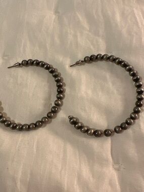 Faux Navajo Pearl Hoop Earrings - Women Jewelry